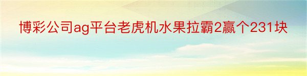 博彩公司ag平台老虎机水果拉霸2赢个231块